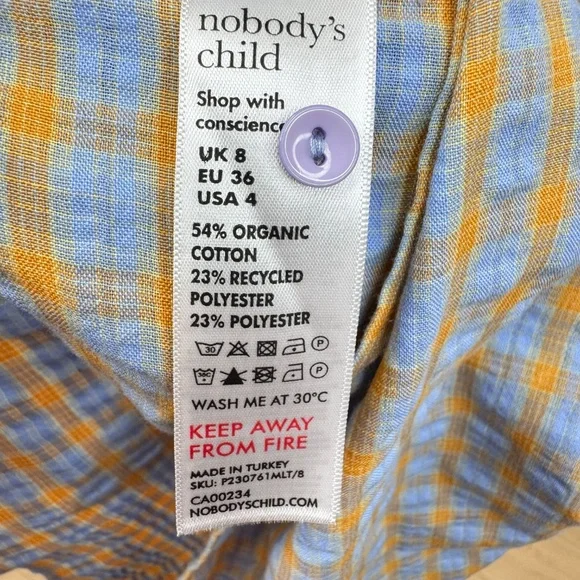 👗 Nobody's Child Womens Fearne Cotton Rachel Blue Orange Plaid Midi Dress Sz. 4 - Picture 14 of 14
